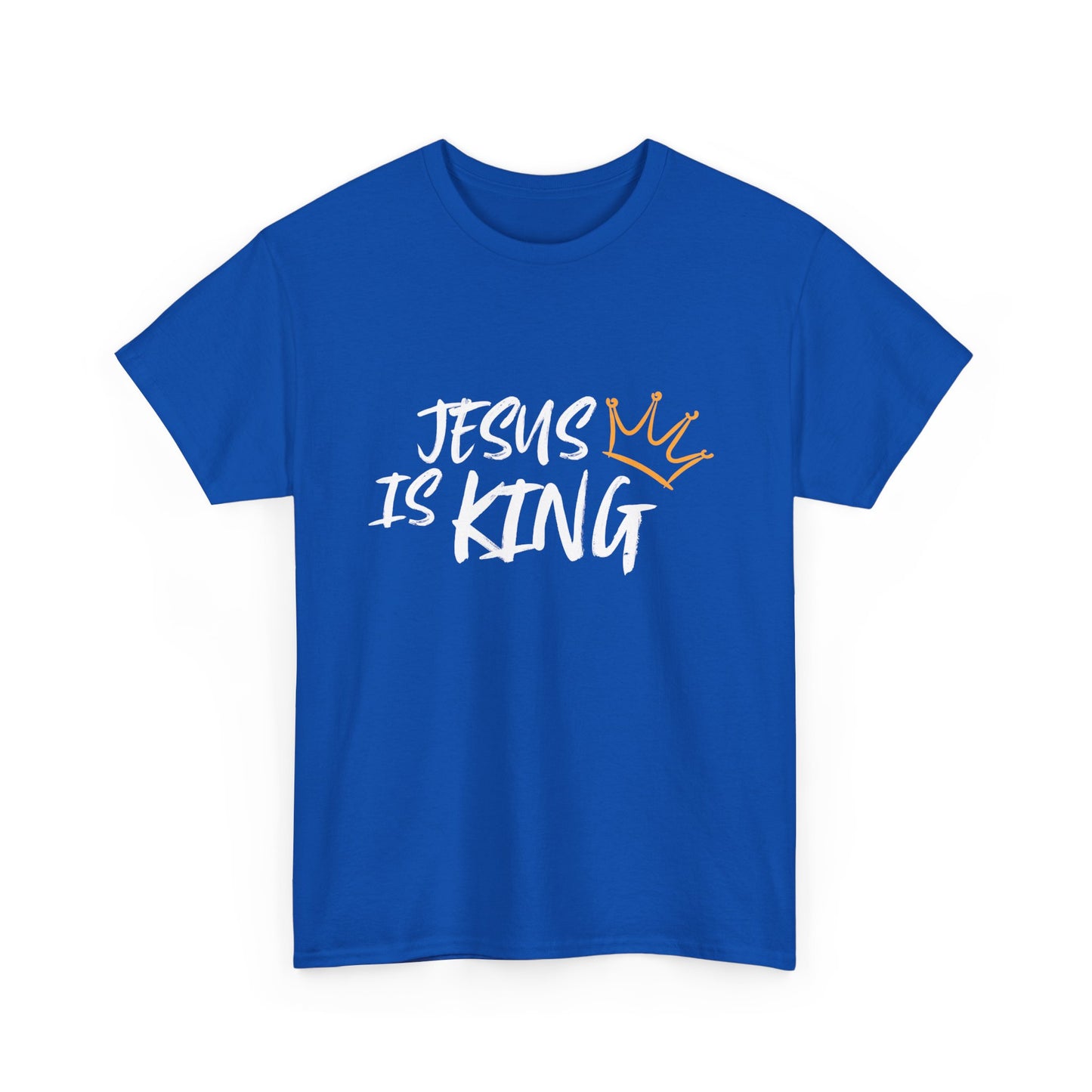 Jesus is King Unisex Heavy Cotton Tee - Inspirational Graphic Shirt, Christian Apparel, Gift for Believers, Faith-Based Top, Casual Wear
