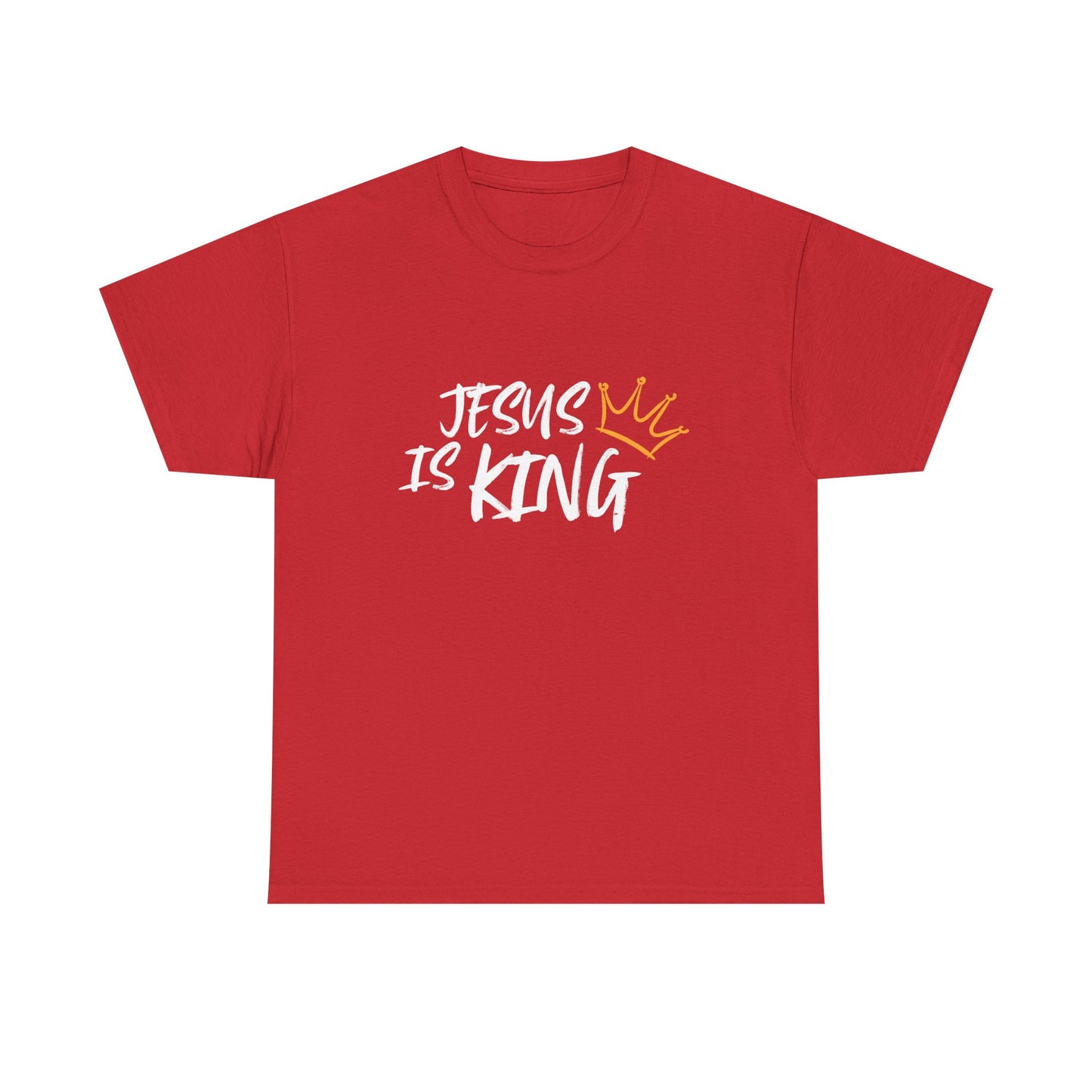 Jesus is King Unisex Heavy Cotton Tee - Inspirational Graphic Shirt, Christian Apparel, Gift for Believers, Faith-Based Top, Casual Wear