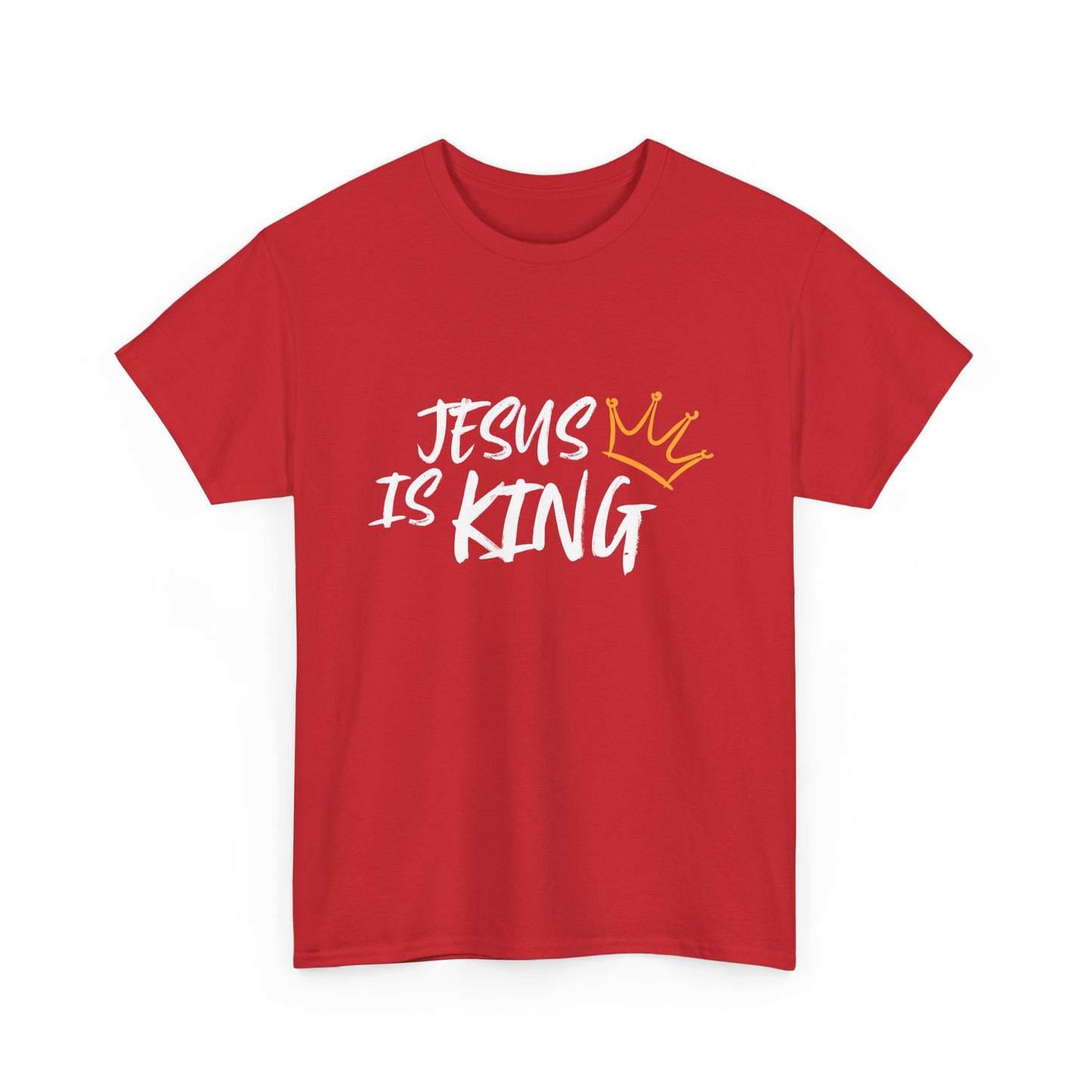 Jesus is King Unisex Heavy Cotton Tee - Inspirational Graphic Shirt, Christian Apparel, Gift for Believers, Faith-Based Top, Casual Wear