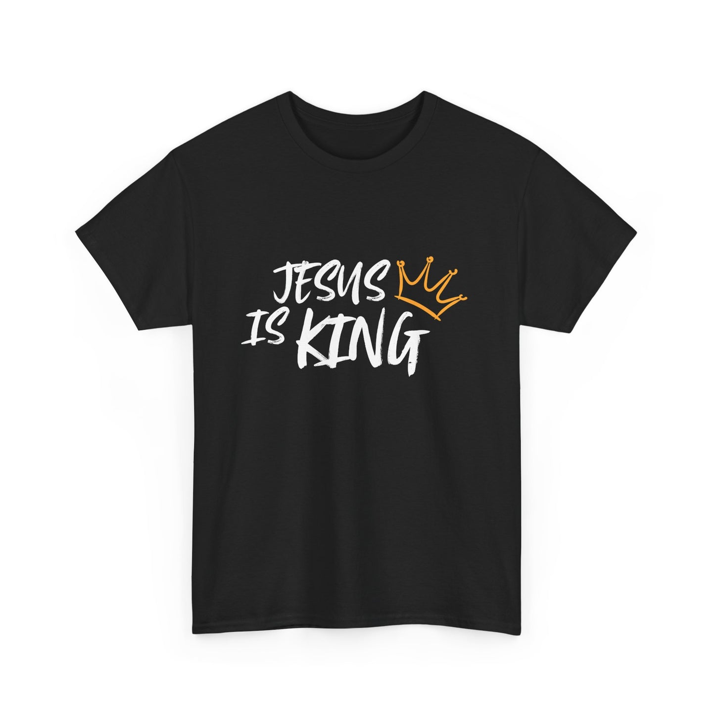 Jesus is King Unisex Heavy Cotton Tee - Inspirational Graphic Shirt, Christian Apparel, Gift for Believers, Faith-Based Top, Casual Wear