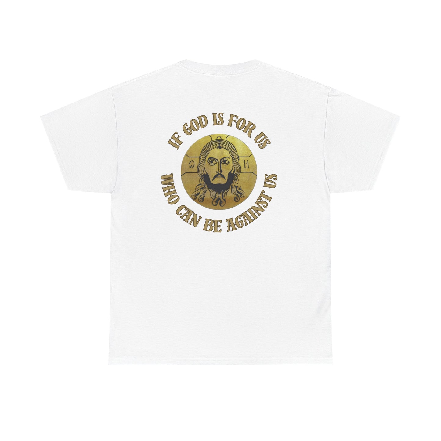 Faith-Jesus if God is for us !  Unisex Heavy Cotton Tee - Inspirational Graphic Shirt, Christian Apparel, Gift for Believers, Faith-Based Top, Casual Wear