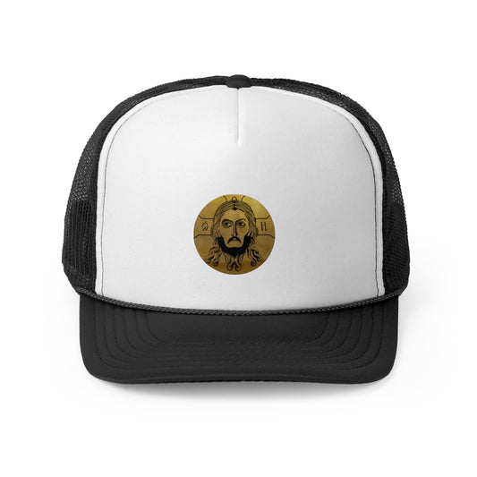 Vintage-Style Trucker Cap with Jesus Icon Christian, Perfect for Outdoor Adventures, Custom Gift, Casual Fashion, Summer Events