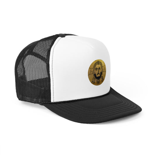 Vintage-Style Trucker Cap with Jesus Icon Christian, Perfect for Outdoor Adventures, Custom Gift, Casual Fashion, Summer Events