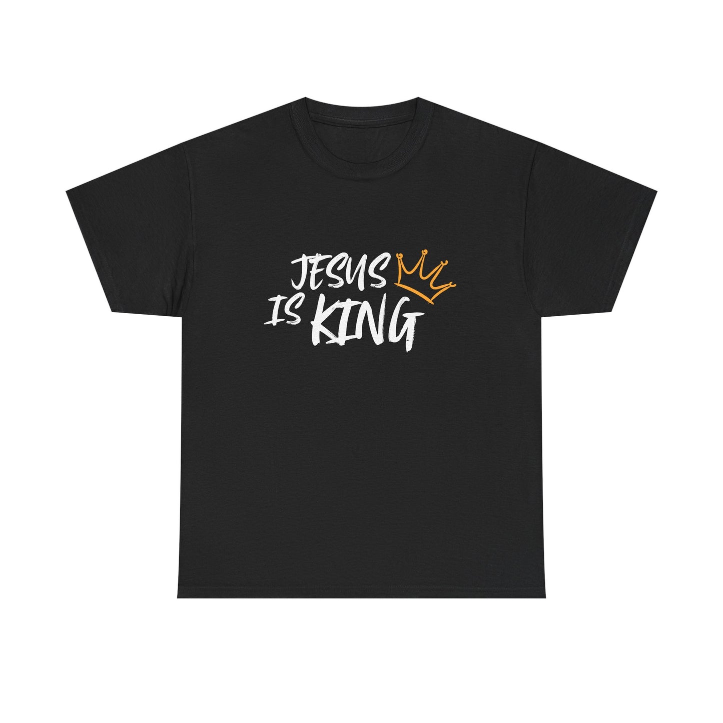 Jesus is King Unisex Heavy Cotton Tee - Inspirational Graphic Shirt, Christian Apparel, Gift for Believers, Faith-Based Top, Casual Wear