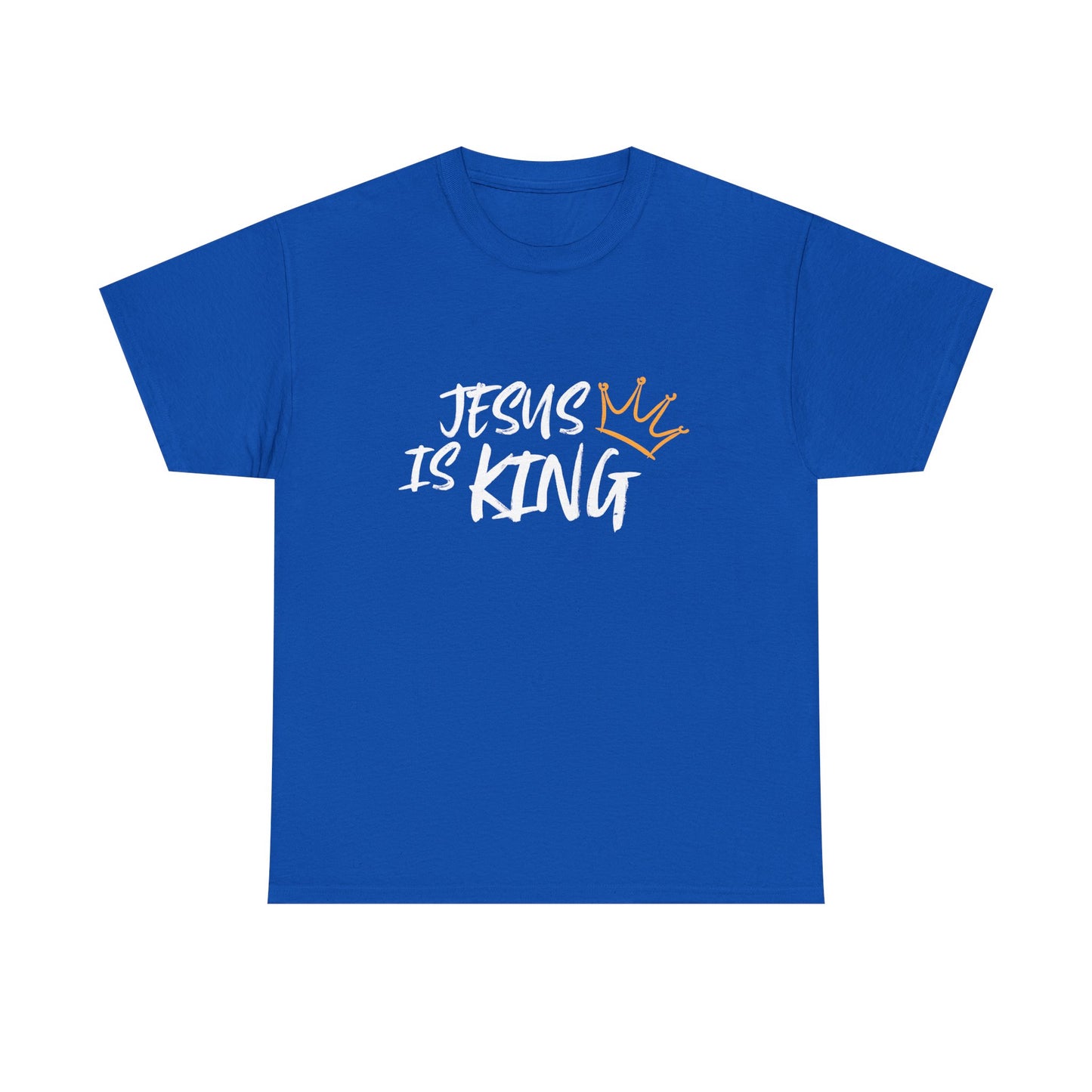 Jesus is King Unisex Heavy Cotton Tee - Inspirational Graphic Shirt, Christian Apparel, Gift for Believers, Faith-Based Top, Casual Wear
